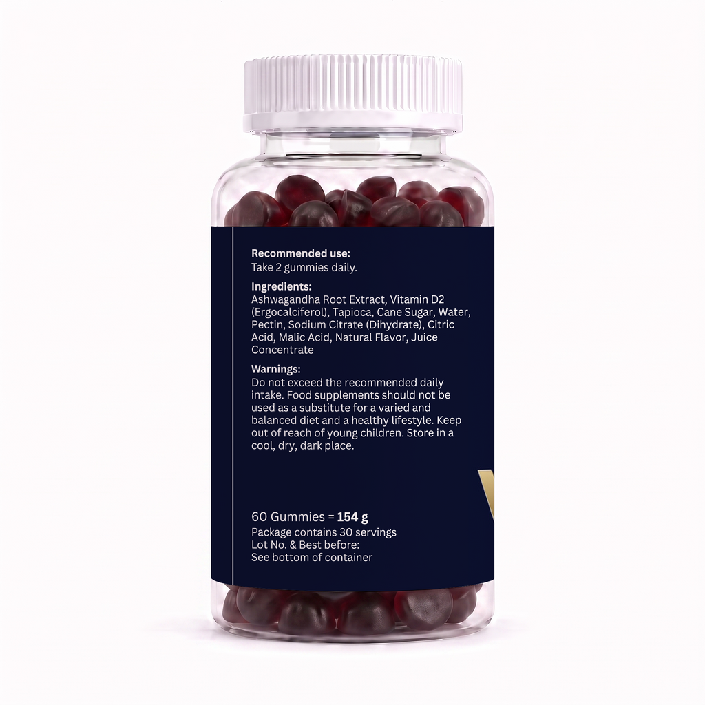 Ashwagandha + Vitamin D2 Gummies – 60 Gummies